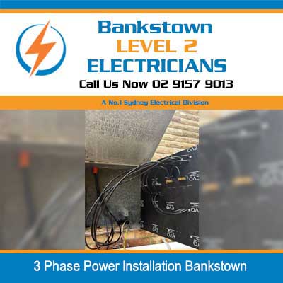 Three phase power meter and electrical connections installed on wall in Bankstown